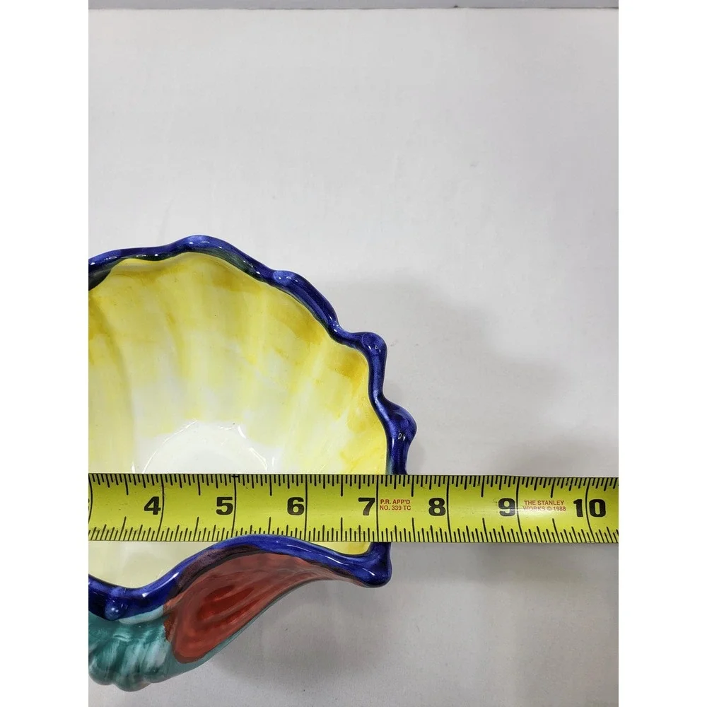 Ciao Italya Bellini Clam Shell Fish Bowl Set Hand Painted Italian Coastal Decor,